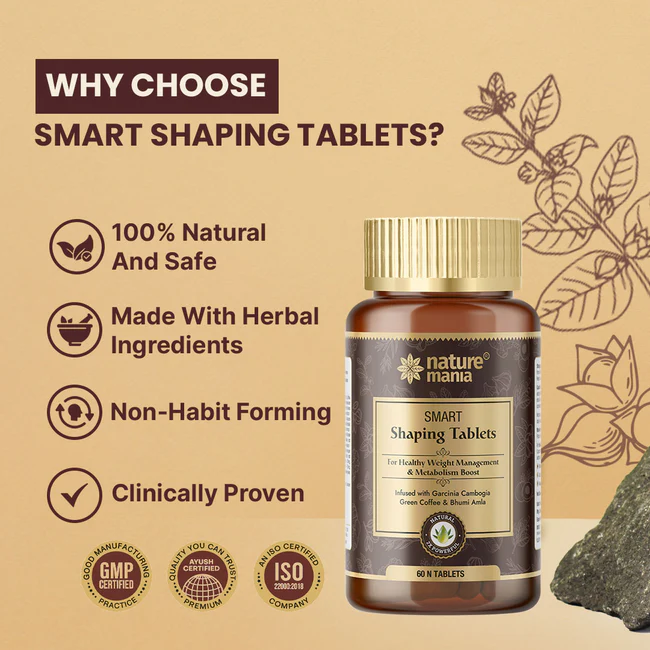 Nature Mania Smart Shaping Tablets -60N | Weight Management | Fat Burner | Men & Women - Image 3