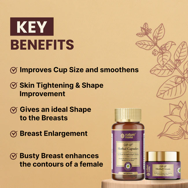 Nature Mania Cup Up Combo - Cup Up Capsule & Cup Up Cream | Breast Enlargement Combo for Women - Image 5