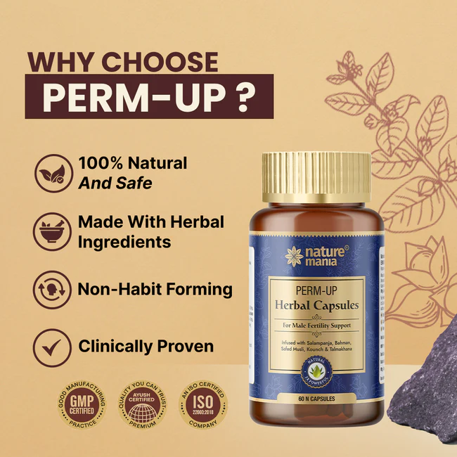 Nature Mania Perm-up Capsule (Male Sperm Count Booster) 60 Capsules Pack - Image 5